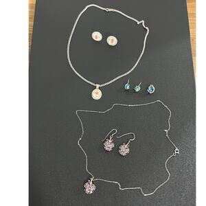 Sterling Silver Jewelry Lot 925 Mexican Silver Chain Earrings Pendant 19.42g
